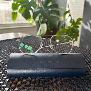 Warby Parker Gus Frames in Polished Silver- blue light